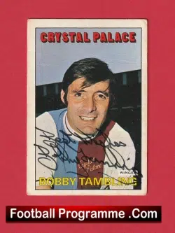 Crystal Palace Bobby Tambling Signed Autographed Football Card - football programme