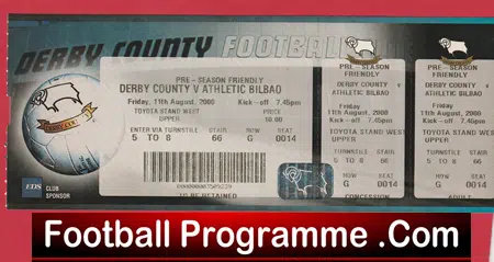 Derby County v Athletic Bilbao 2000 - Football Ticket Pre Season - Image 2