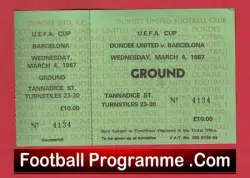 Dundee United v Barcelona 1987 – Football Match Ticket – Barca