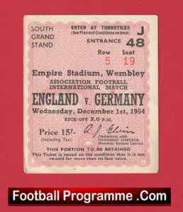 England v Germany 1954 – Football Ticket 1950’s