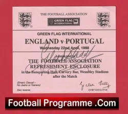 England v Portugal 1998 – Ticket Signed Glenn Hoddle Autograph