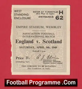 England v Scotland 1949 – Match Ticket