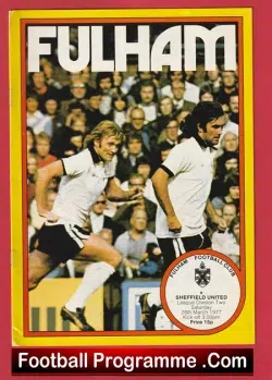 Fulham v Sheffield United 1977 - Bobby Moore - football programme