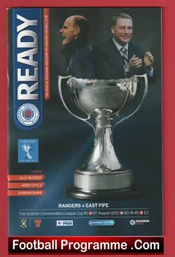 Glasgow Rangers v East Fife 2012 - 1st First Home Game Division 3 - football programme