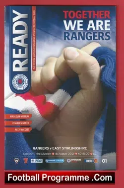 Glasgow Rangers v East Stirlingshire 2012 - Division 3 - football programme
