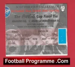 Glasgow Rangers v Heart Of Midlothian 1996 – Scottish Cup Final Ticket