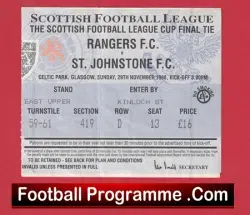 Glasgow Rangers v St Johnstone 1998 – Scottish Cup Final Ticket