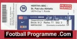 Hertha BSC v St Patricks Athletic 2008 – Football Match Ticket Germany