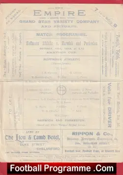 Hoffmann Athletic v Harwich Parkeston 1913 – Amateur Cup – Genuine Programme