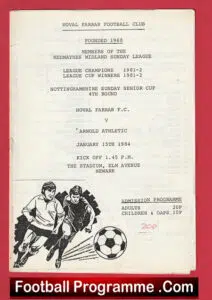 Hoval Farrar v Arnold Athletic 1984 – Midlands Sunday League