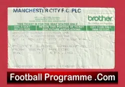 Manchester City v Manchester United 1991 – Football Ticket