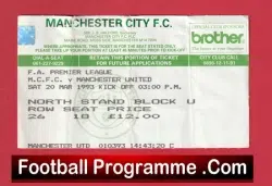 Manchester City v Manchester United 1993 – Football Ticket