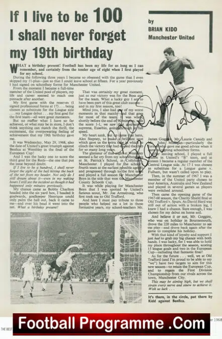 Manchester United Brian Kidd Signed Autographed Picture Info Sheet