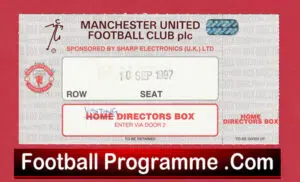 Manchester United v ? 1997 – Football Ticket Visitors Directors Box