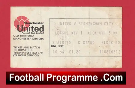 Manchester United v Birmingham City 1976 - 1970's Match Ticket - Image 2