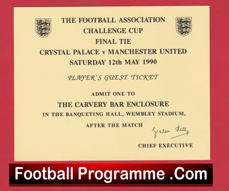 Manchester United v Crystal Palace 1990 - Ticket FA Cup Final Players Guest - Image 2