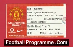 Manchester United v Liverpool 2003 – Man Utd Football Ticket