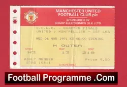 Manchester United v Montpellier 1991 – Match Ticket ECWC