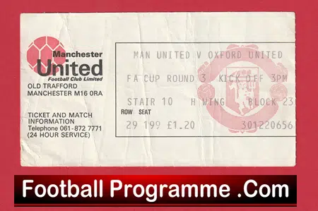Manchester United v Oxford United 1987 - FA Cup Football Ticket - Image 2