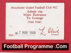 Manchester United v Portsmouth 1988 – Lounge Ticket