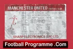 Manchester United v Portsmouth 1988 – Match Ticket