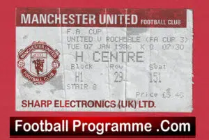 Manchester United v Rochdale 1986 – Man Utd Match Ticket