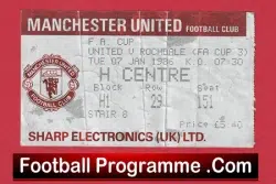 Manchester United v Rochdale 1986 – Man Utd Match Ticket