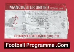Manchester United v Rotherham United 1988 – Match Ticket