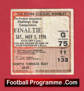 Manchester United v Southampton 1976 FA Cup Final Match Ticket