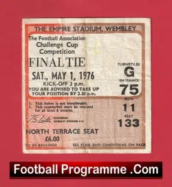 Manchester United v Southampton 1976 FA Cup Final Match Ticket