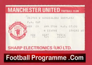 Manchester United v Sunderland 1986 – FA Cup Match Ticket