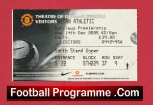 Manchester United v Wigan Athletic 2005 – Football Match Ticket