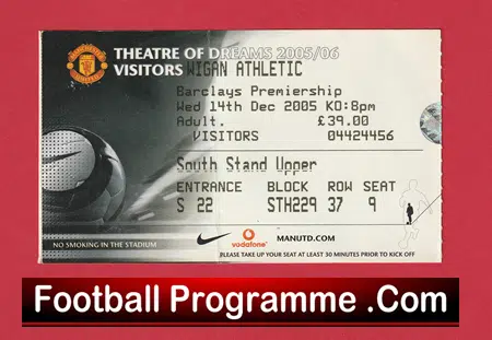 Manchester United v Wigan Athletic 2005 - Football Match Ticket - Image 2