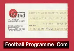 Manchester United v Wolves 1975 – 1970s Match Ticket