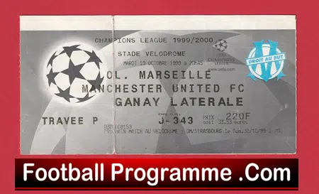 Marseille v Manchester United 1999 - Match Ticket France - Image 2