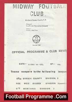 Midway v Chichester 1983 - Sussex - football programme