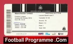 Newcastle United v Manchester United 2019 – Match Ticket Covid Season
