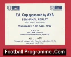 Newcastle United v Tottenham 1999 – Replay Ticket Old Trafford