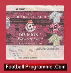 Port Vale v WBA 1993 – Second Division Play Off final Wembley