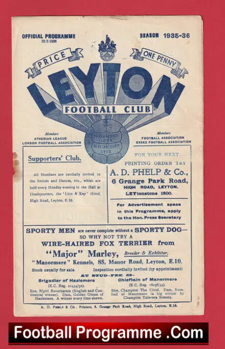 Royal Navy v Royal Air Force 1936 – Pre War Match at Leyton FC