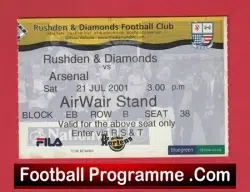 Rushden Diamonds v Arsenal 2001 – Match Ticket