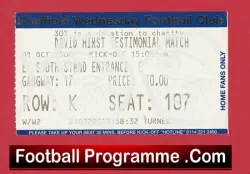 Sheffield Wednesday David Hirst Testimonial Football Ticket 2000