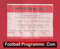Sheffield Wednesday v Manchester United 1992 – Ticket League Champions