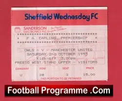 Sheffield Wednesday v Manchester United 1993 – Football Ticket