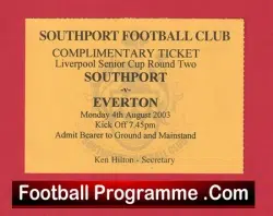 Southport v Everton 2003 – Football Ticket Liverpool Senior Cup