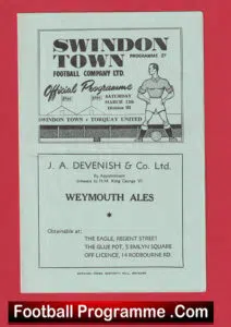 Swindon Town v Torquay United 1949 – 1940s Programmes