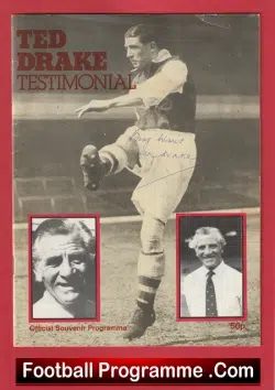 Ted Drake Testimonial Benefit Match Arsenal Fulham 1979 - Autographed - football programme