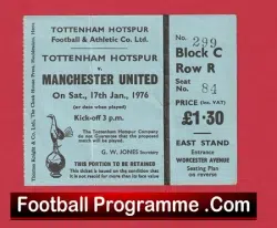 Tottenham Hotspur v Manchester United 1976 – 1970’s Football Ticket
