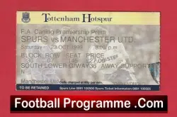 Tottenham Hotspur v Manchester United 1999 – Match Ticket