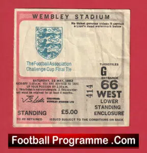 Tottenham Hotspur v QPR 1982 – FA Cup Final Football Ticket